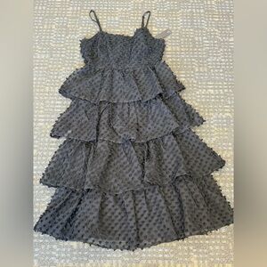 Lulu's Black Tiered Ruffle Midi Dress